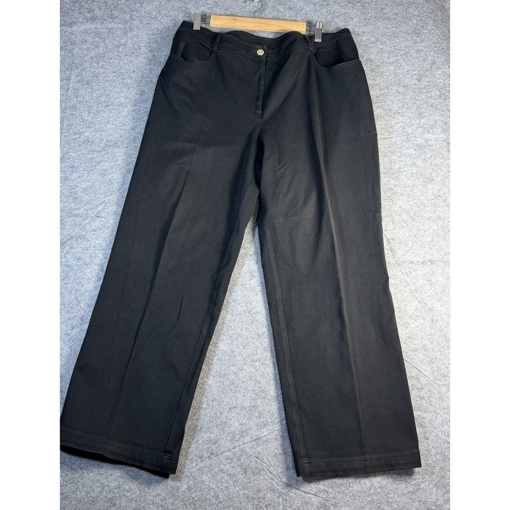 St John Yellow Label Black Wide Leg Dress Pants Trousers Women's Size 14